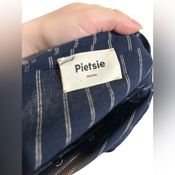 Pietsie bohemian flowy San Pancho Striped Navy Blue Maxi Dress Size medium - Picture 7 of 8